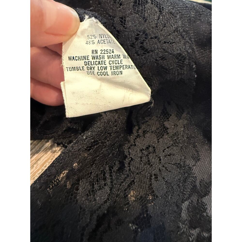 Vintage Donna Morgan for Gilligan & O'Malley Romantic Lace Slip Dress Black S - Picture 8 of 9